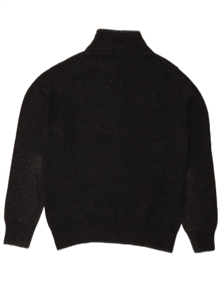 Pulover pentru bărbați Trussardi Jeans, cu fermoar și gât, lână mică, gri