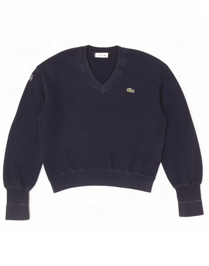 Pulover Lacoste pentru femei cu decolteu în V, mărime 38 mediu, bumbac bleumarin