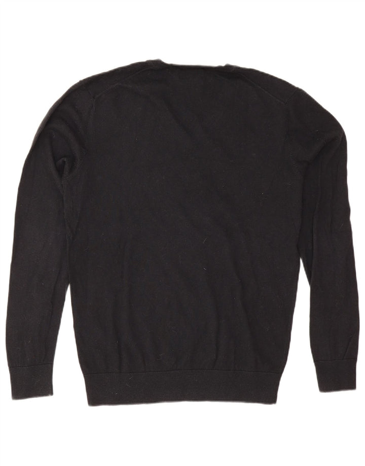 Pulover pentru bărbați Zara, cu decolteu în V, mare, negru, bumbac