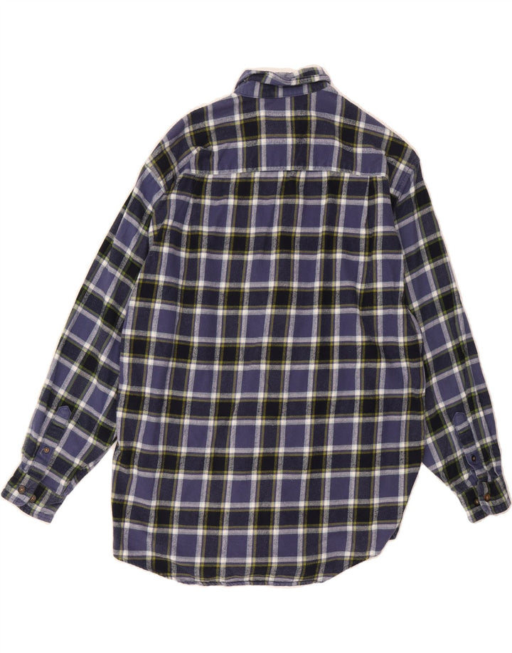 EDDIE BAUER Mens Regular Fit Flannel Shirt Medium Navy Blue Check Cotton Vintage Eddie Bauer and Second-Hand Eddie Bauer from Messina Hembry 