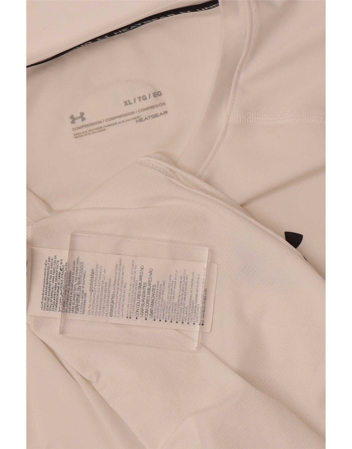 Under Armour Heat Gear Top cu mânecă lungă XL, alb, poliester