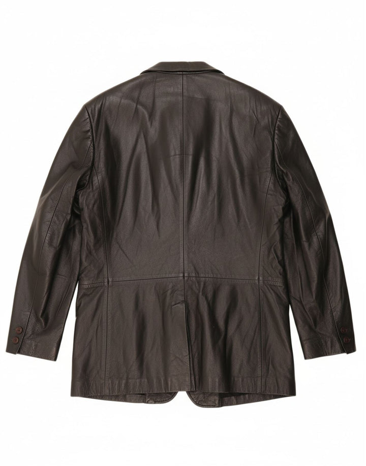 CONBIPEL Mens Leather Coat UK 40 Large Black Leather