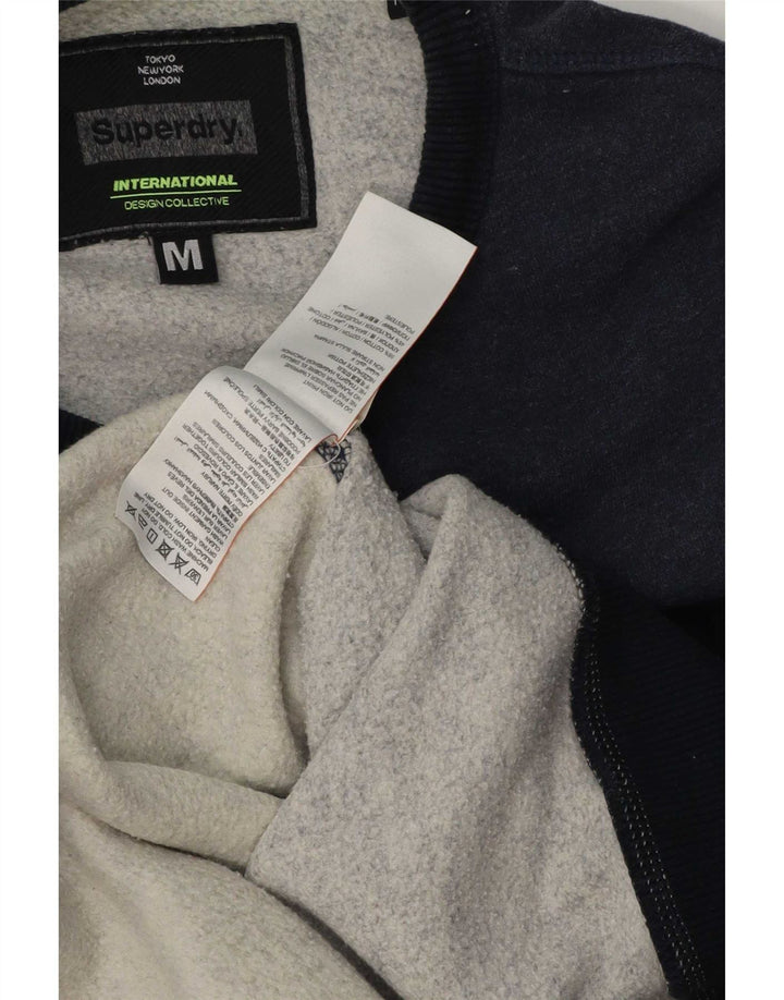 Hanorac grafic pentru bărbați Superdry Pulover mediu albastru bleumarin din bumbac color bloc