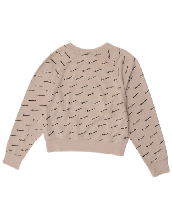 Pulover pentru femei Champion Crop Graphic Pulover UK 14 Bumbac alb mediu