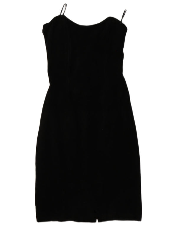 Rochie de damă vintage din piele intoarsa fara bretele US 11, mare, neagra