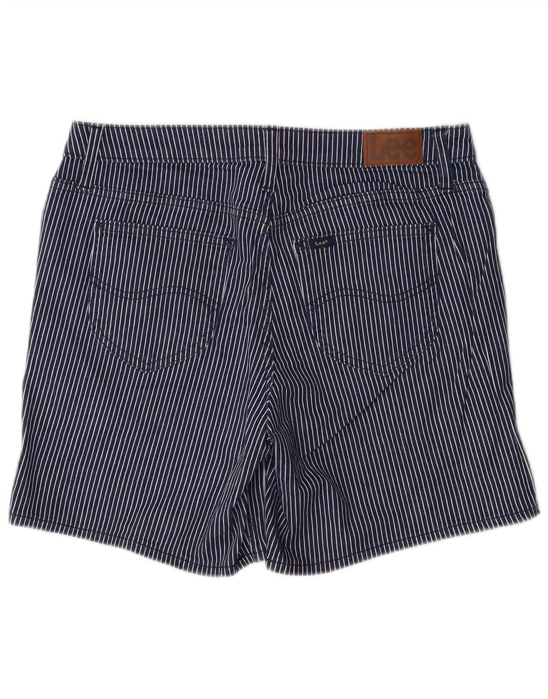 Pantaloni scurți casual LEE pentru femei cu talie medie US 12 mari W32 bleumarin cu dungi