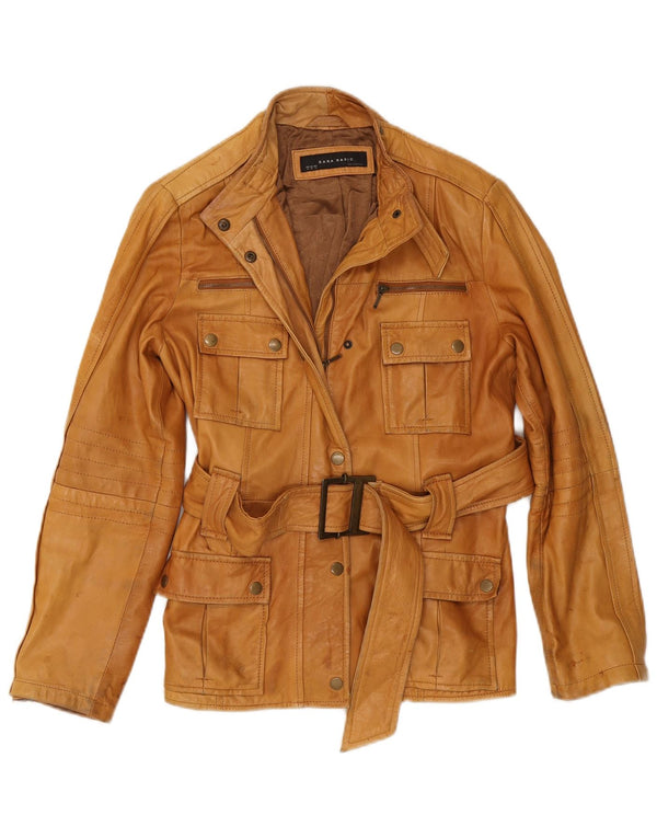 Jachetă de piele pentru femei Zara UK 18 XL Bej