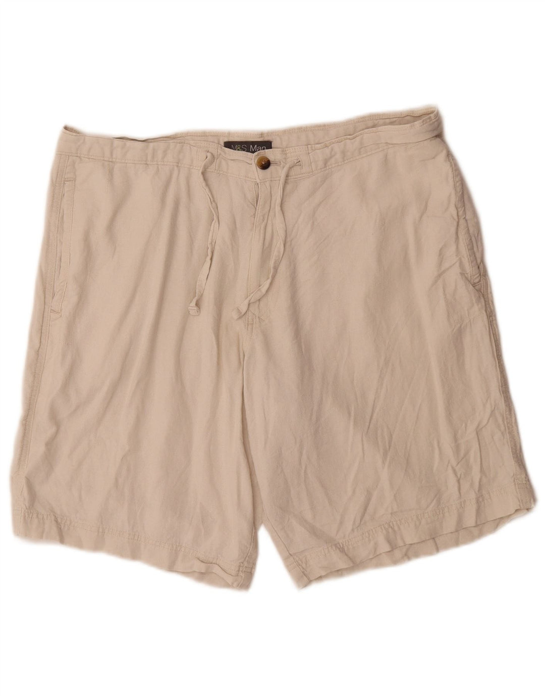 Pantaloni scurți chino pentru bărbați Marks & Spencer W38 XL, alb, flax