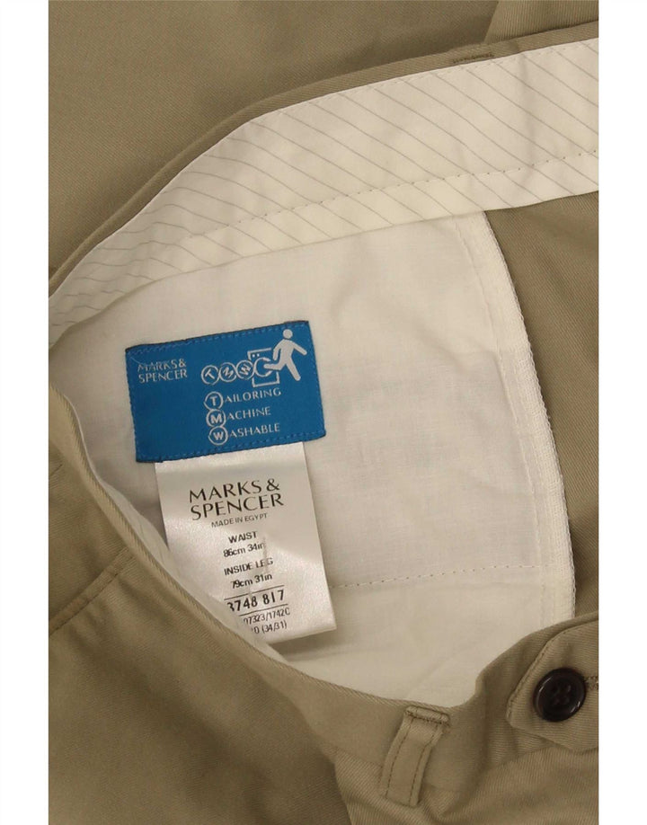 Pantaloni casual pentru bărbați Marks & Spencer L34 L31 Kaki Poliester