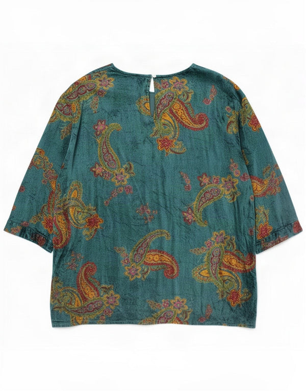 East Bluză supradimensionată pentru femei cu mâneci 3/4 Marea Britanie 18 XL Blue Paisley Viscose