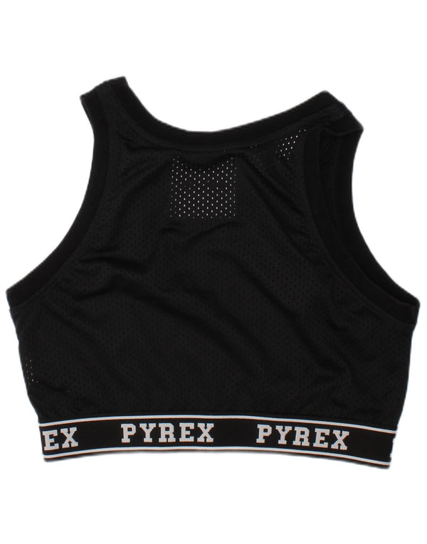 Pyrex Womens Graphic Sport Bra Vest Top Mic Negru Bumbac Sport