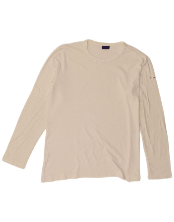 Top pentru femei Replay cu mânecă lungă UK 18 XL bumbac alb