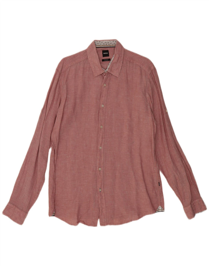 Cămașă pentru bărbați HUGO BOSS, cu tăiere obișnuită, mare, roz cu pete