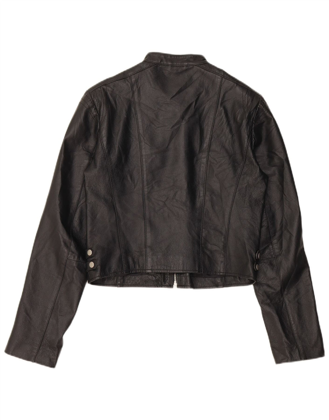 Jachetă biker din piele crop pentru femei Conbipel IT 44 Medium Black Leather