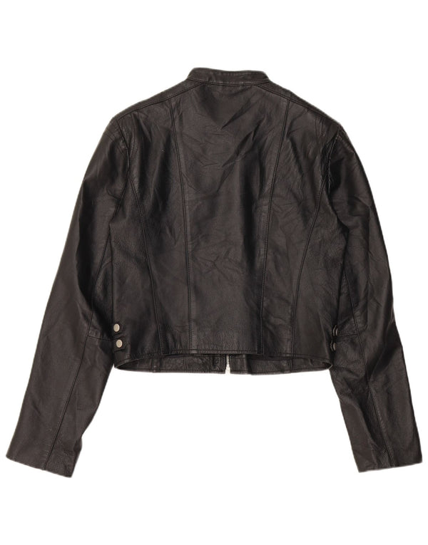 Jachetă biker din piele crop pentru femei Conbipel IT 44 Medium Black Leather