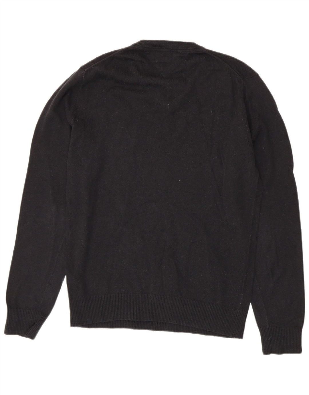 TOMMY HILFIGER Pulover cu decolteu în V pentru bărbați, bumbac mic, negru