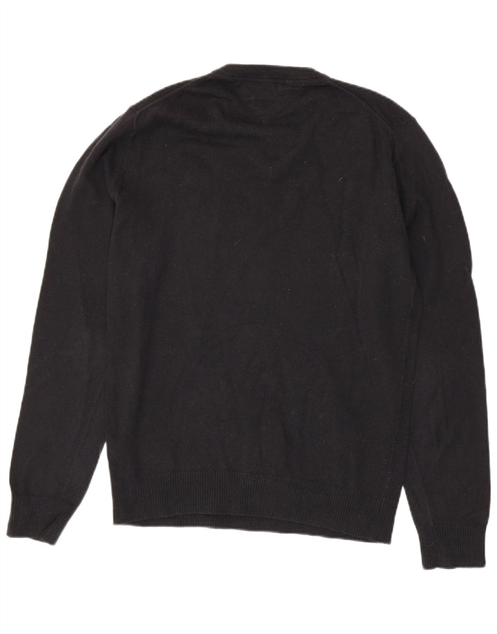 TOMMY HILFIGER Pulover cu decolteu în V pentru bărbați, bumbac mic, negru