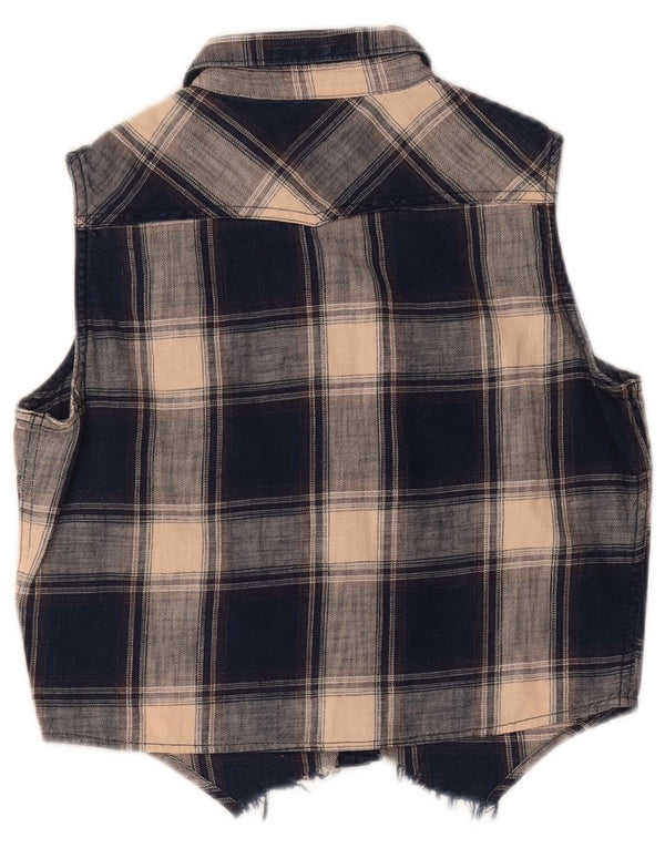 Bluză Wrangler pentru femei, cămașă crop UK 14 Medium Blue Plaid Western