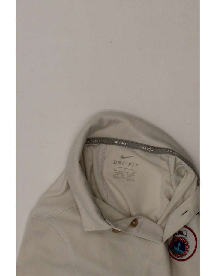 NIKE Boys Dri Fit Polo Shirt 8-9 Years Small White Polyester Vintage Nike and Second-Hand Nike from Messina Hembry 