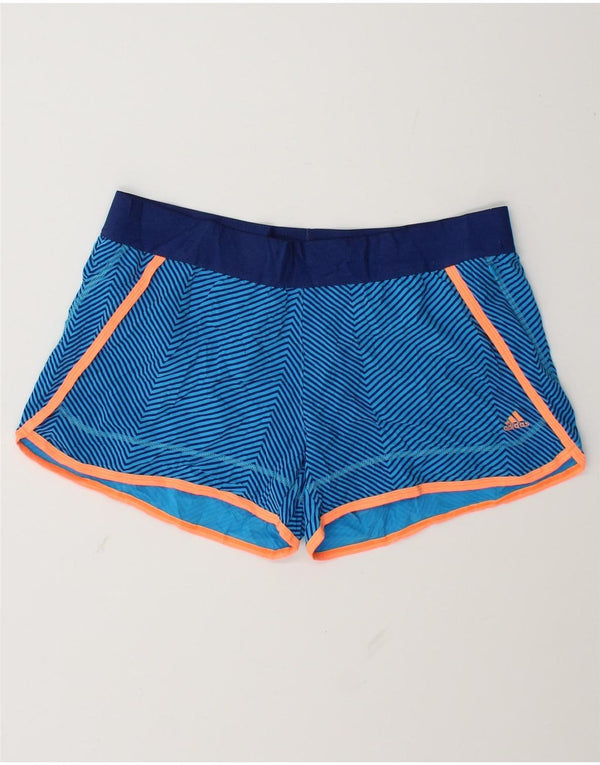 Pantaloni scurți sport Climalite Adidas pentru femei UK 12/14 Medium Blue Pinstripe