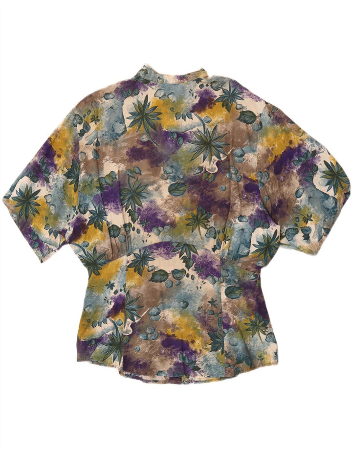 Bluză cămașă vintage cu mânecă scurtă pentru femei EU 40 Medium Multicolor Floral