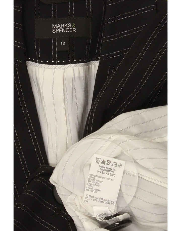 Jachetă pentru femei Marks & Spencer cu 1 buton, UK 12 Medium Black Pinstripe