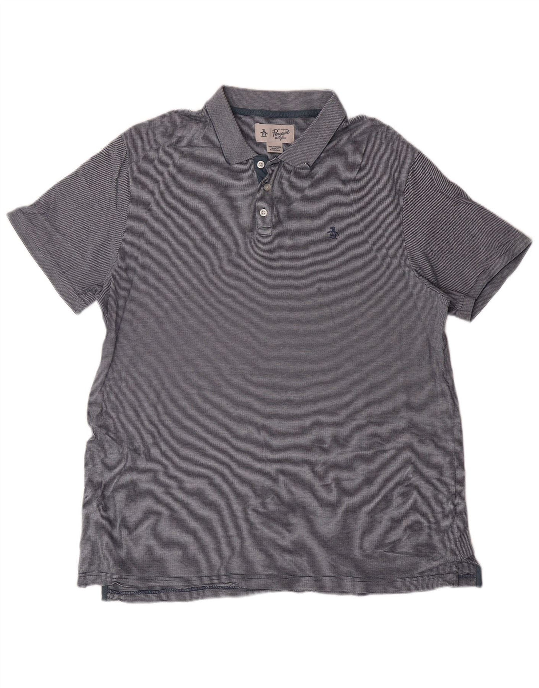 PENGUIN Tricou polo pentru bărbați 2XL, bumbac cu dungi albastre Clasic
