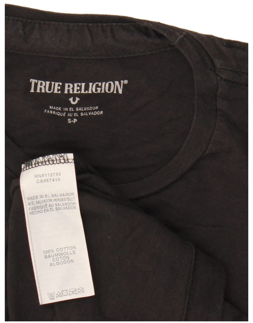 True Religion Tricou grafic pentru bărbați Top mic, negru, bumbac