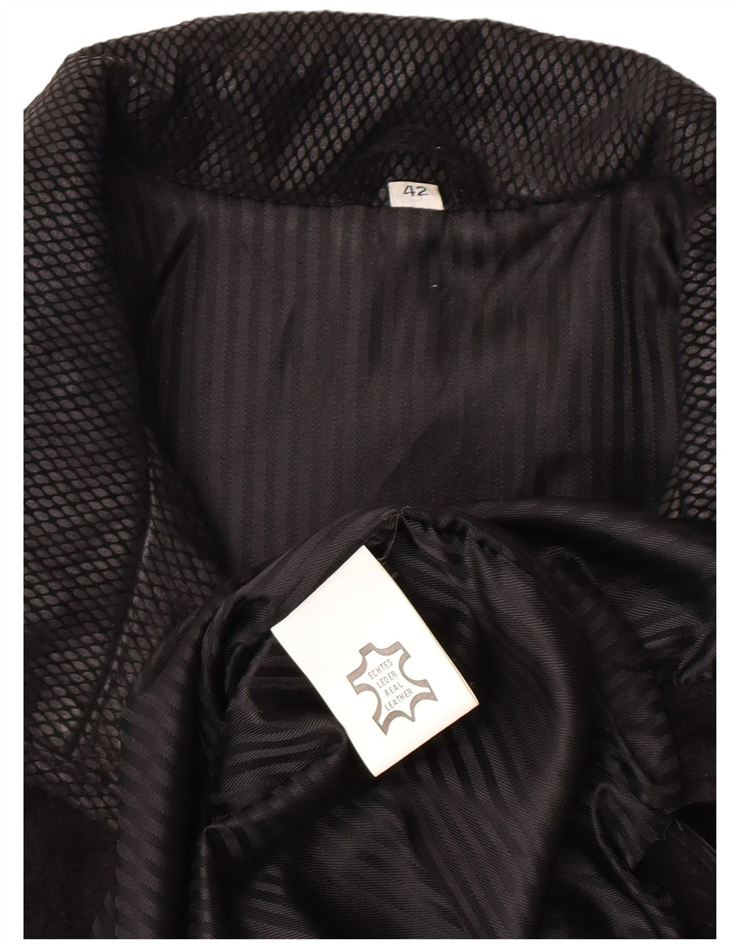Pardesiu supradimensionat din piele intoarsa vintage pentru femei EU 42, mare, neagra, din piele geometrica