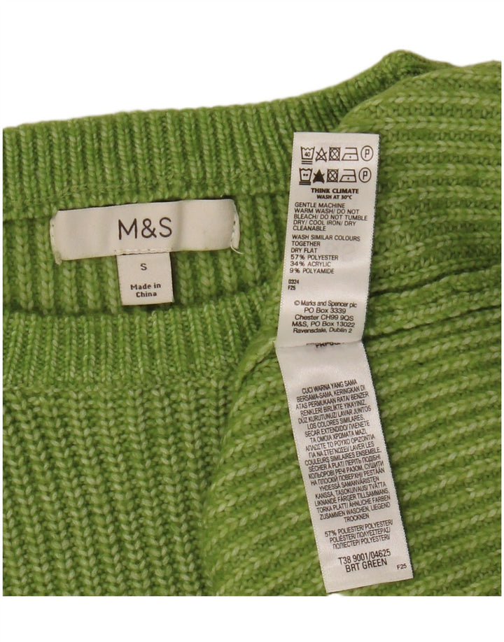 Pulover pentru femei Marks & Spencer, cu gât de barcă, poliester verde mic, UK 10