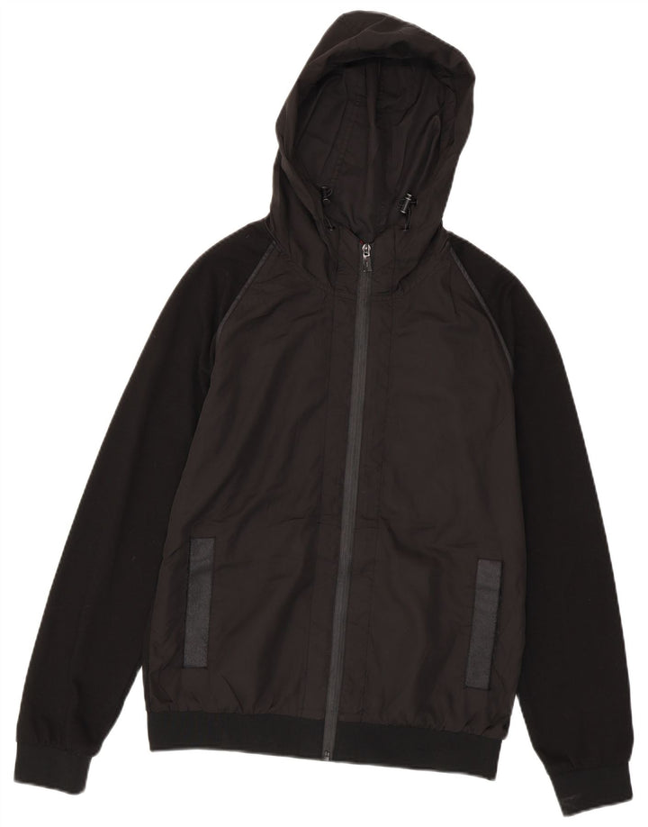 Jachetă bomber cu glugă pentru bărbați Zara UK 38 Poliester color bloc negru mediu