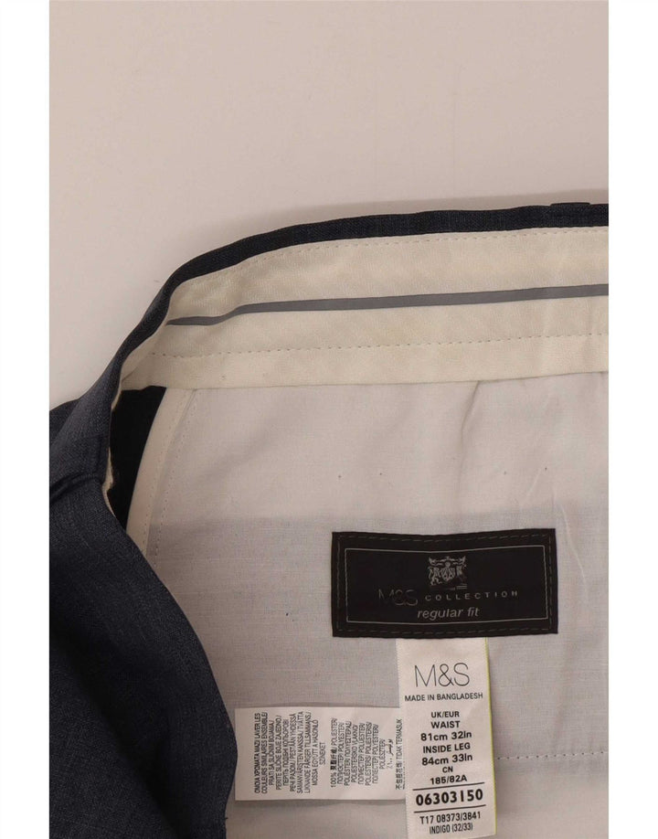 Pantaloni de costum pentru bărbați Marks & Spencer, cu ajustare normală, L32 L33, poliester bleumarin