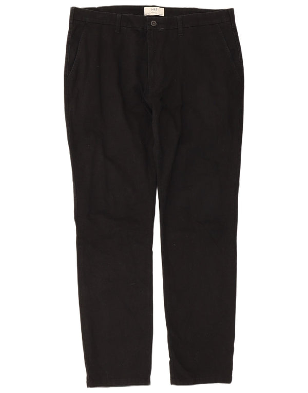 Pantaloni chino pentru bărbați Marks & Spencer Slim Fit L38 L33 Bumbac negru