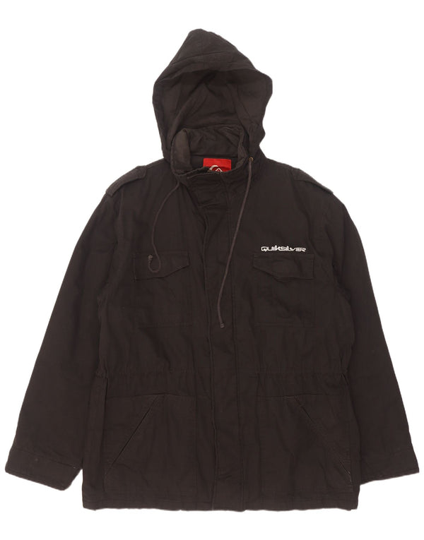 Jachetă militară cu glugă Quiksilver pentru bărbați UK 42 XL bumbac negru