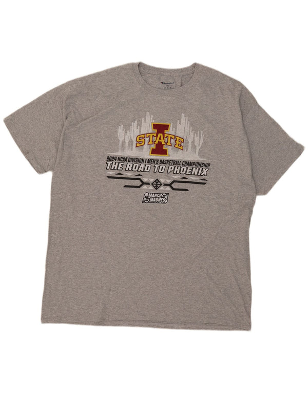 Champion Mens Lowa State Cyclones Graphic T-Shirt Top 2XL Grey Cotton