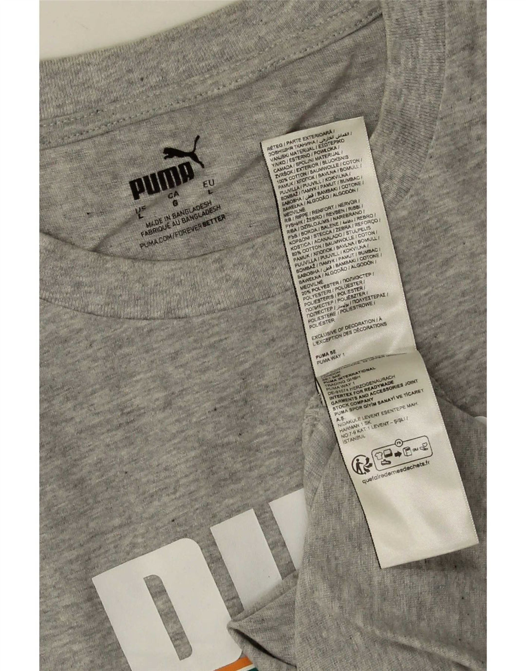 Puma Mens Graphic T-Shirt Top Large Grey Cotton