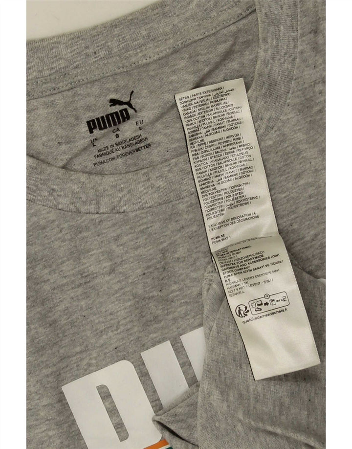 Puma Mens Graphic T-Shirt Top Large Grey Cotton