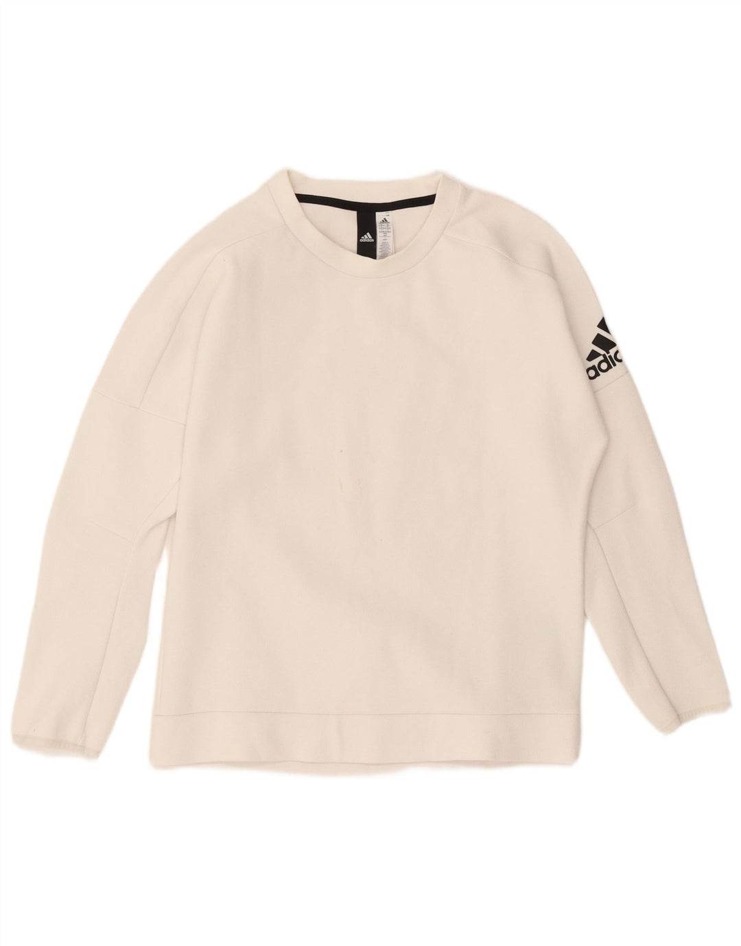 Pulover de hanorac grafic Adidas pentru femei UK 12/14 Bumbac alb mediu