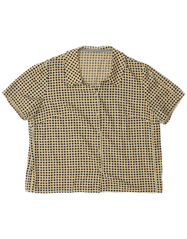 Bluză cămașă supradimensionată pentru femei VINTAGE UK 14 Medium Yellow Spotted