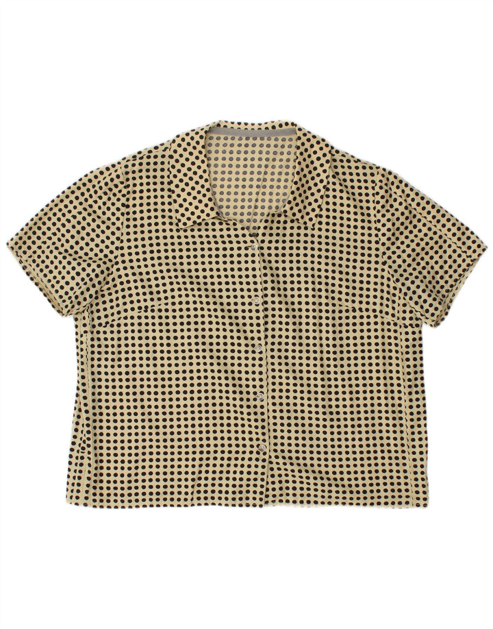 Bluză cămașă supradimensionată pentru femei VINTAGE UK 14 Medium Yellow Spotted