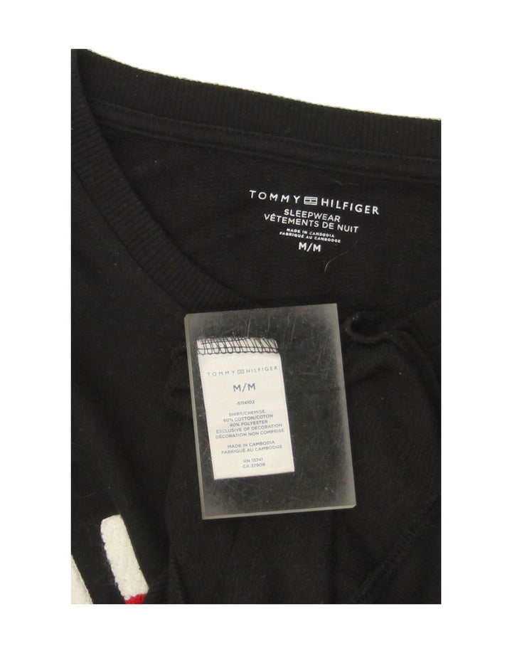 TOMMY HILFIGER Mens Graphic Sweatshirt Jumper Medium Black Cotton Vintage Tommy Hilfiger and Second-Hand Tommy Hilfiger from Messina Hembry 