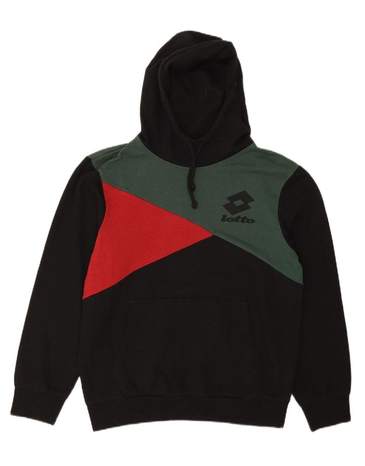 LOTTO Mens Hoodie Jumper Medium Black Colourblock Cotton