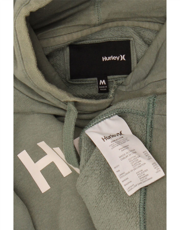 HURLEY Pulover cu glugă cu grafic pentru femei UK 14 Bumbac verde mediu