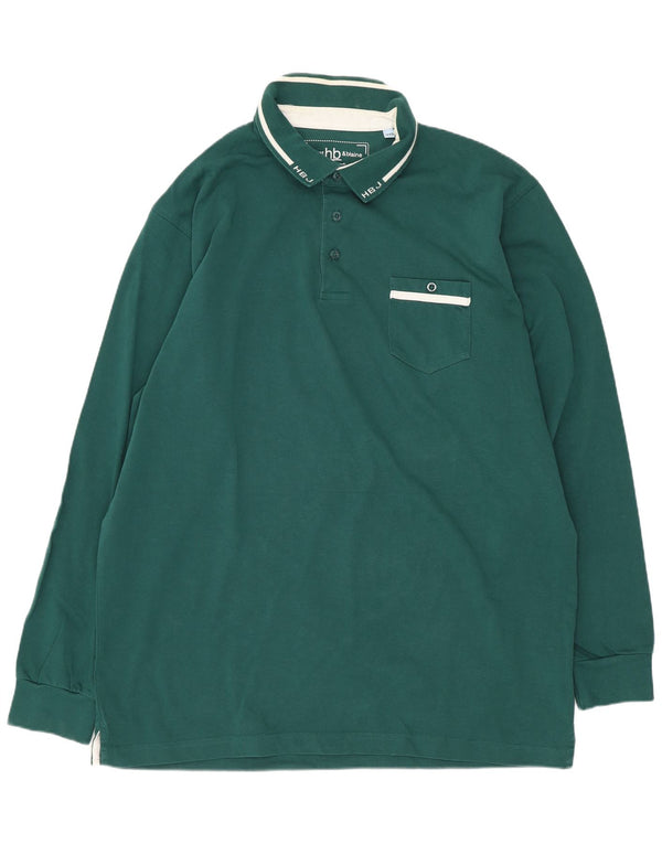 Cămașă polo Harmont & Blaine pentru bărbați, cu mânecă lungă, cu formă normală, bumbac verde 3XL