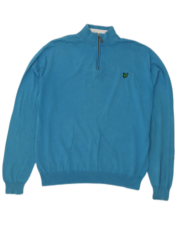 Pulover Lyle & Scott pentru bărbați, cu fermoar și gât, bumbac XL, albastru