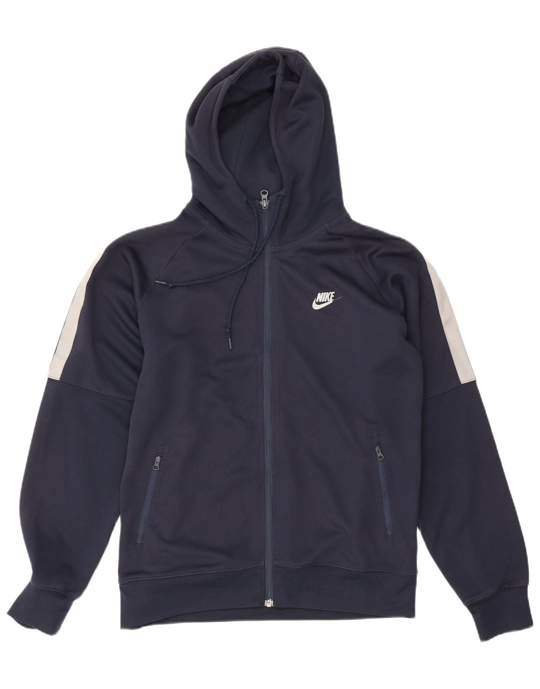 Pulover Nike pentru bărbați, cu fermoar, cu glugă, albastru mediu, poliester color bloc
