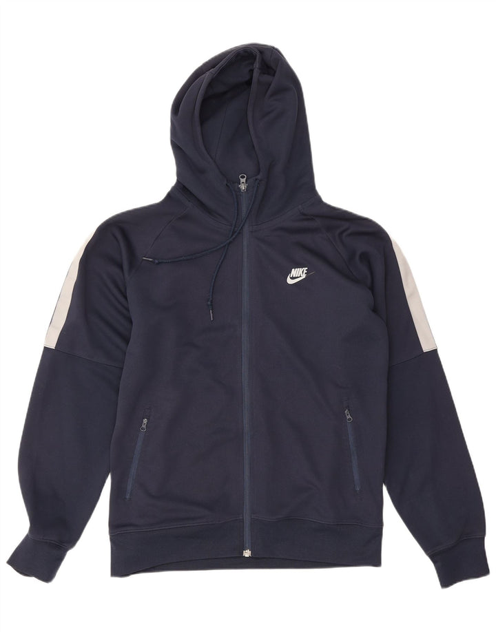 Pulover Nike pentru bărbați, cu fermoar, cu glugă, albastru mediu, poliester color bloc