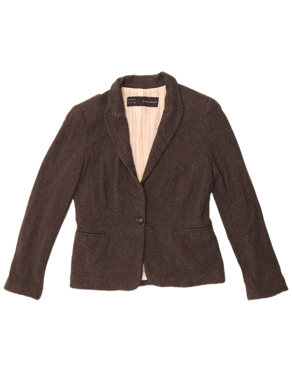 Sacou blazer pentru femei Zara, cu 1 nasture, UK 14, mare, gri, acetat