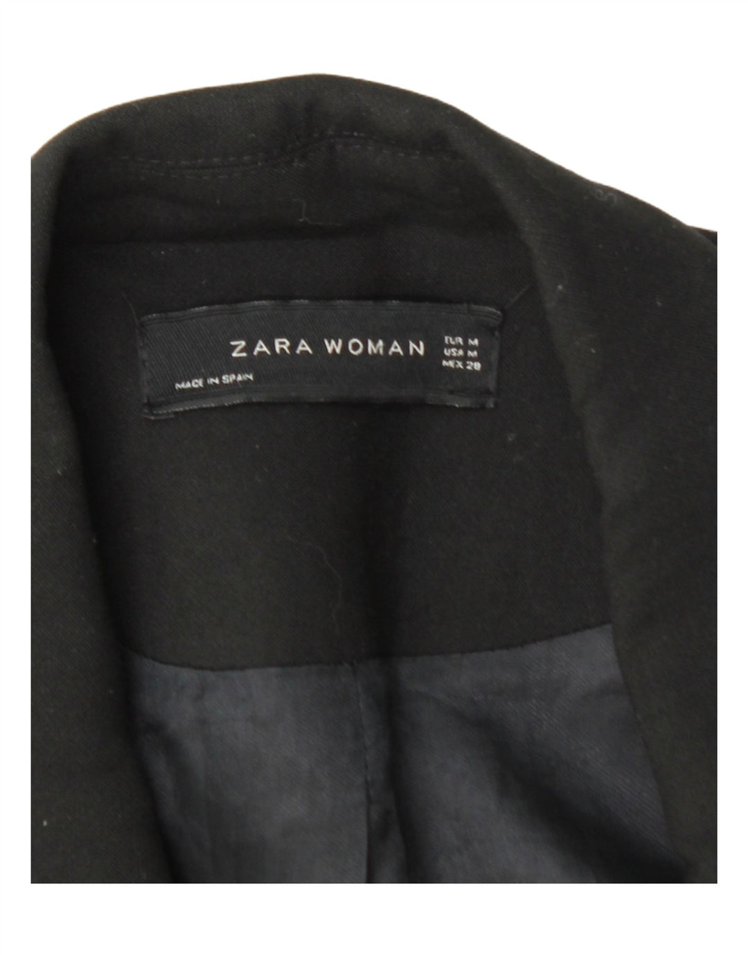 ZARA Womens Double Breasted Blazer Jacket UK 12 Medium Black Polyester Vintage Zara and Second-Hand Zara from Messina Hembry 