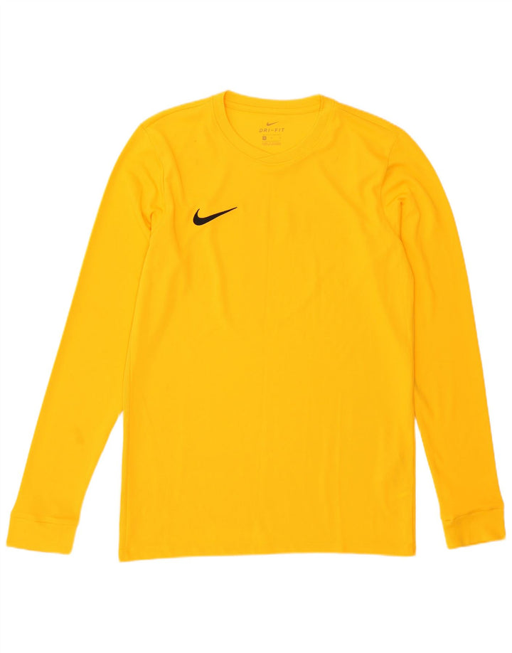 Top grafic Nike Dri Fit pentru bărbați cu mânecă lungă, poliester galben mediu